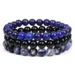 Driedubbele armband met Lapis Lazuli, Sodaliet en Onyx