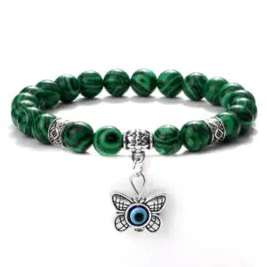 Damesarmband versierd met een Malachiet Bedel