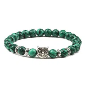 Malachiet armband met een uil.