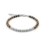 Stalen armband met tijgeroogstenen.