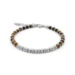 Stalen armband met tijgeroogstenen.