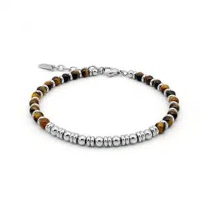 Stalen armband met tijgeroogstenen.