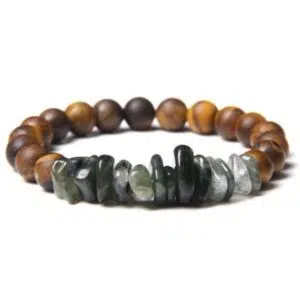 Tijgeroog, Labradoriet en Rutielkwarts armband.