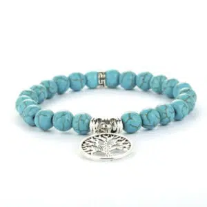 Turkooizen armband met levensboommotief.