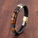 Tijgeroog Leren Armband met Elegante Stijl