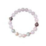 Zonnesteen, Rozenkwarts, Labradoriet, Amethist armband