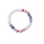 Armband van Rhodoniet, Rozenkwarts en Amethist