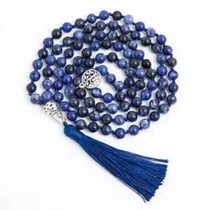 Levensboom ketting in Mala met Lapis Lazuli en Boeddha.
