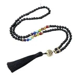 Onyx 7 chakra's Tibetaanse ketting