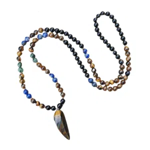 Zwarte onyx, tijgeroog ketting