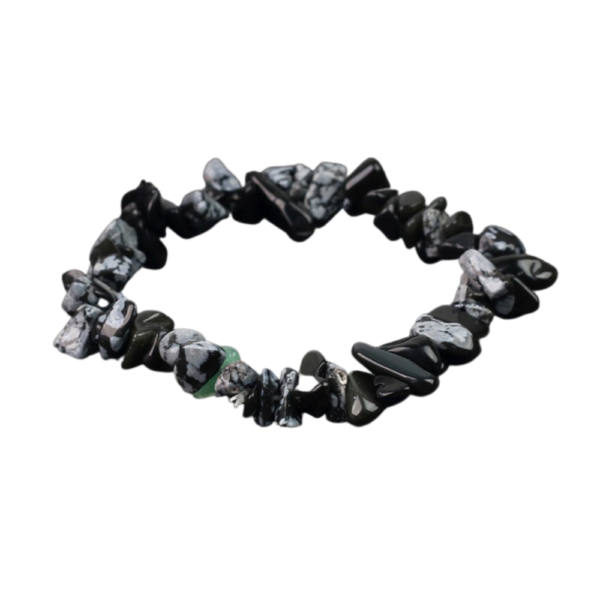 Obsidiaan vlok barok armband