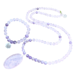 Ketting + Armband Amethist en Roze Kwarts