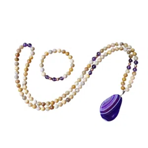 Ketting + Armband Amethist, Koraal Jade