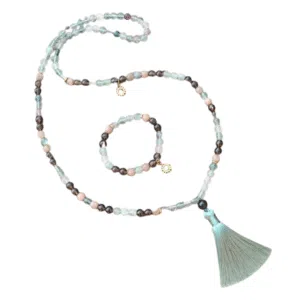 Ketting + Armband: Zonnesteen, Fluoriet, Rookkwarts