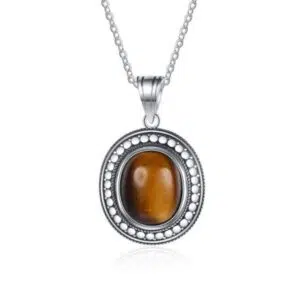 Zilveren Cabochon Tijgeroog Hanger