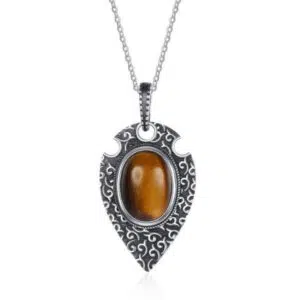 Zilveren tijgeroog talisman hanger
