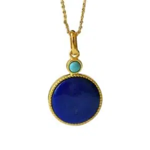 Lapis Lazuli platte edelsteen hanger voor vrouwen