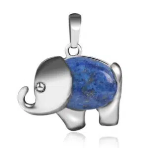 Lapis Lazuli halsketting met olifantenmotief.