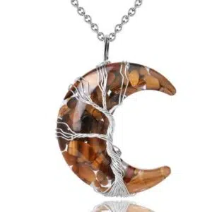 Halve maan en tijgeroog hanger ketting