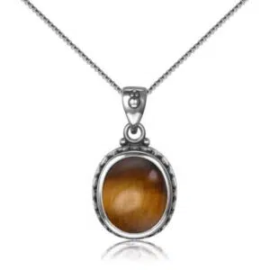 925 Sterling Zilveren Tijgeroog Hanger.