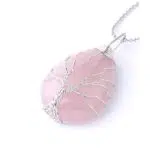 Druppel Rozenkwarts Ketting met Hanger