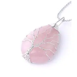 Druppel Rozenkwarts Ketting met Hanger