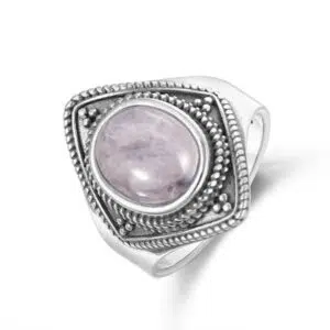 Ring van sterling zilver en rozenkwarts voor vrouwen.