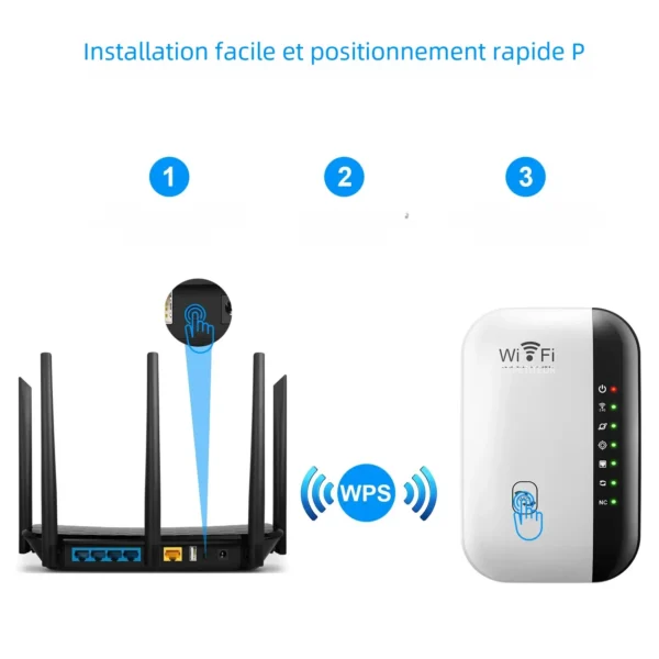 300 Mbps draadloze WiFi-repeater – 80211n signaalverlenger voor groot bereik – WiFi-versterker met WPS en 7 statusindicatoren – PC-compatibel - Image 3